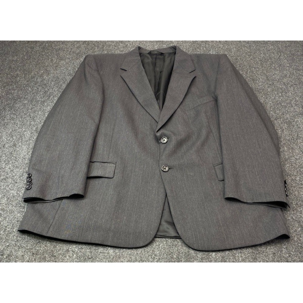 Evan-Picone 2Piece Suit Mens 48R Charcoal Grey Pinstripe Two Button Blazer Pants